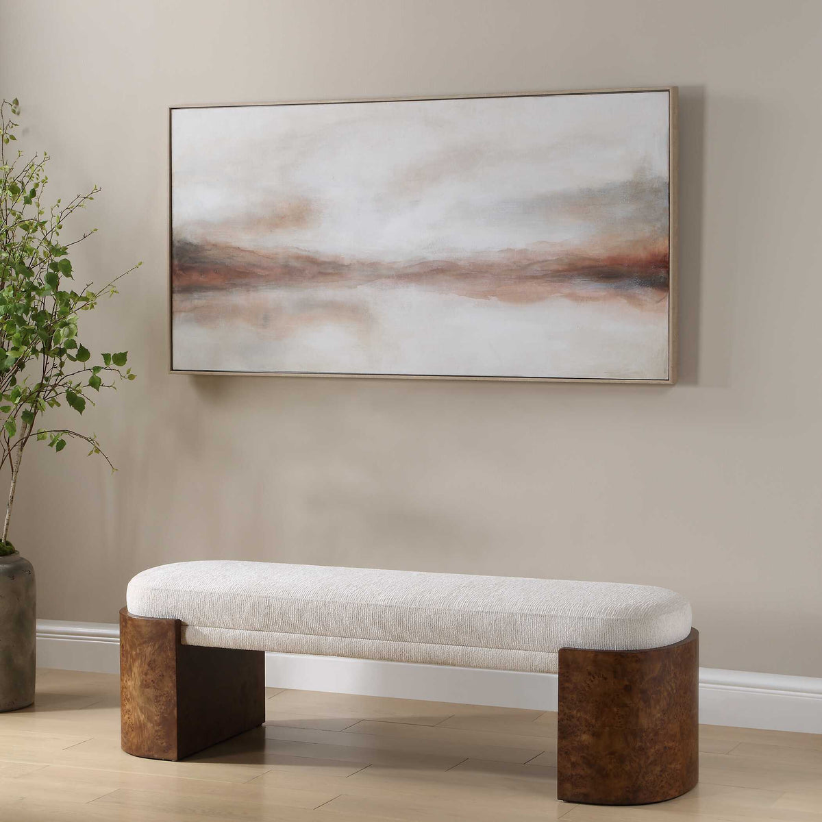 Haze In The Horizon Landscape Painting Brown / Orange / White - Light Brown / White by Uttermost - View 3