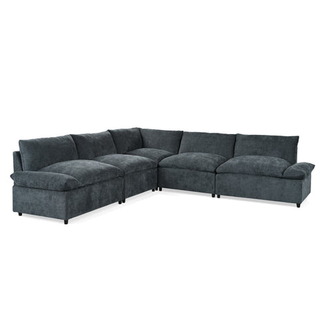 115.5' Modular Deep Gray Sectional Sofa with Durable Polyester Upholstery, Plush Cushions, Hidden Storage Compartments, and Versatile Design for Living Room, Lounge, or Office' - sold by Home Elegance USA