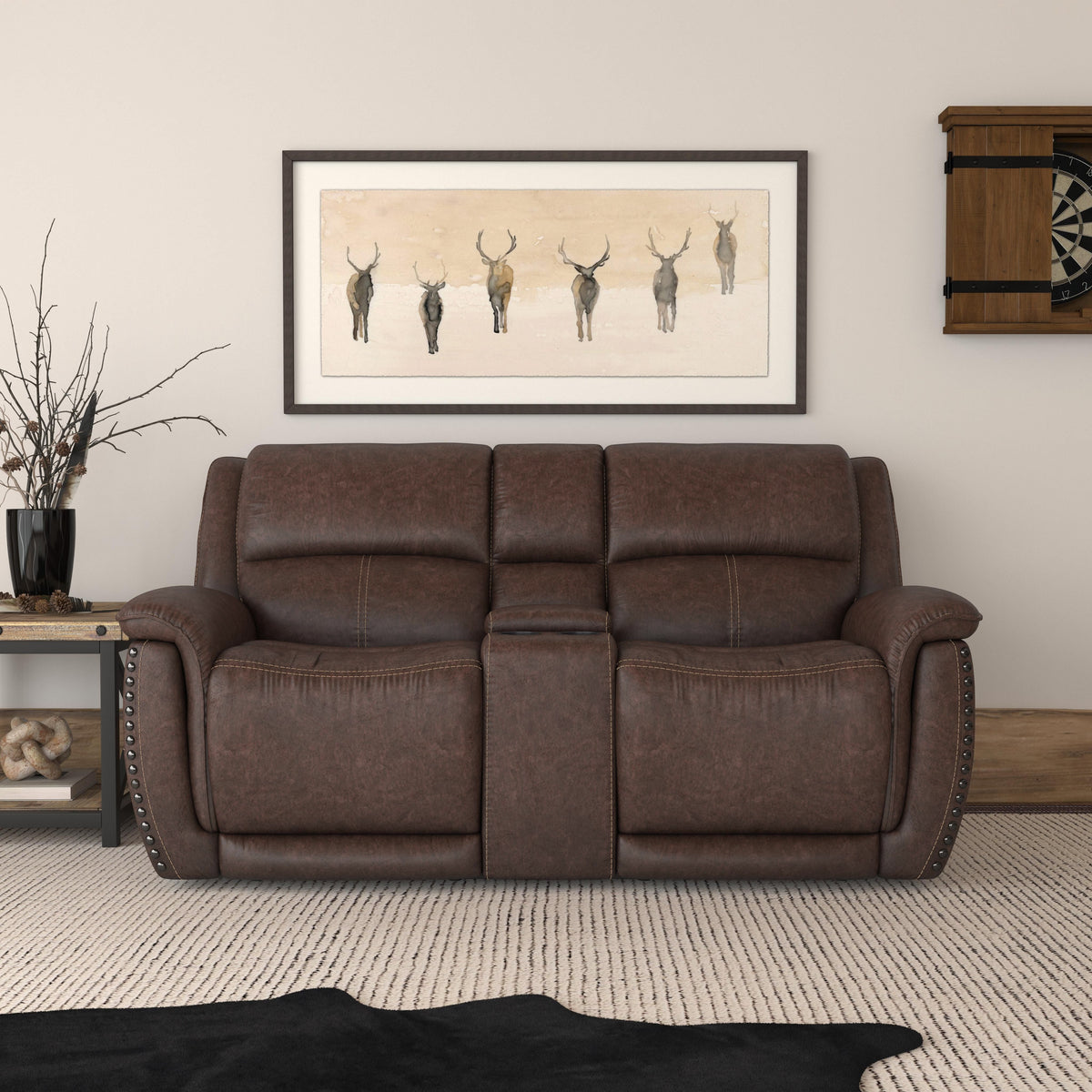 Beau Power Reclining Loveseat With Console & Power Headrests - Sable | Flexsteel