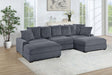 Contemporary Dark Gray 5pc Modular Sectional Set Corduroy Couch LAF & RAF Chairs 1x Armless Chairs 2x Ottomans Living Room Furniture - sold by Home Elegance USA