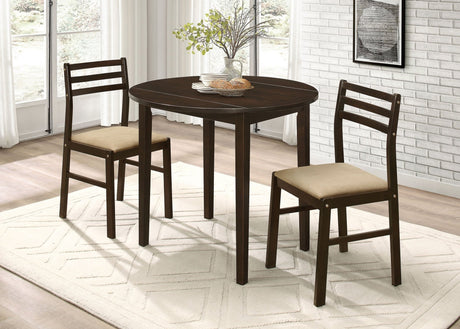 Bucknell 3 - piece Dining Set with Drop Leaf Cappuccino and Tan - 130005 - image - 1