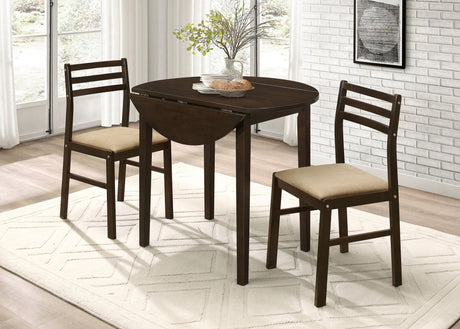 Bucknell 3 - piece Dining Set with Drop Leaf Cappuccino and Tan - 130005 - image - 2