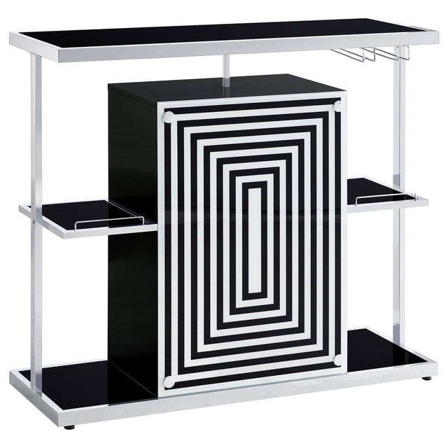 Home Bar - Zinnia 2-tier Bar Unit Glossy Black and White