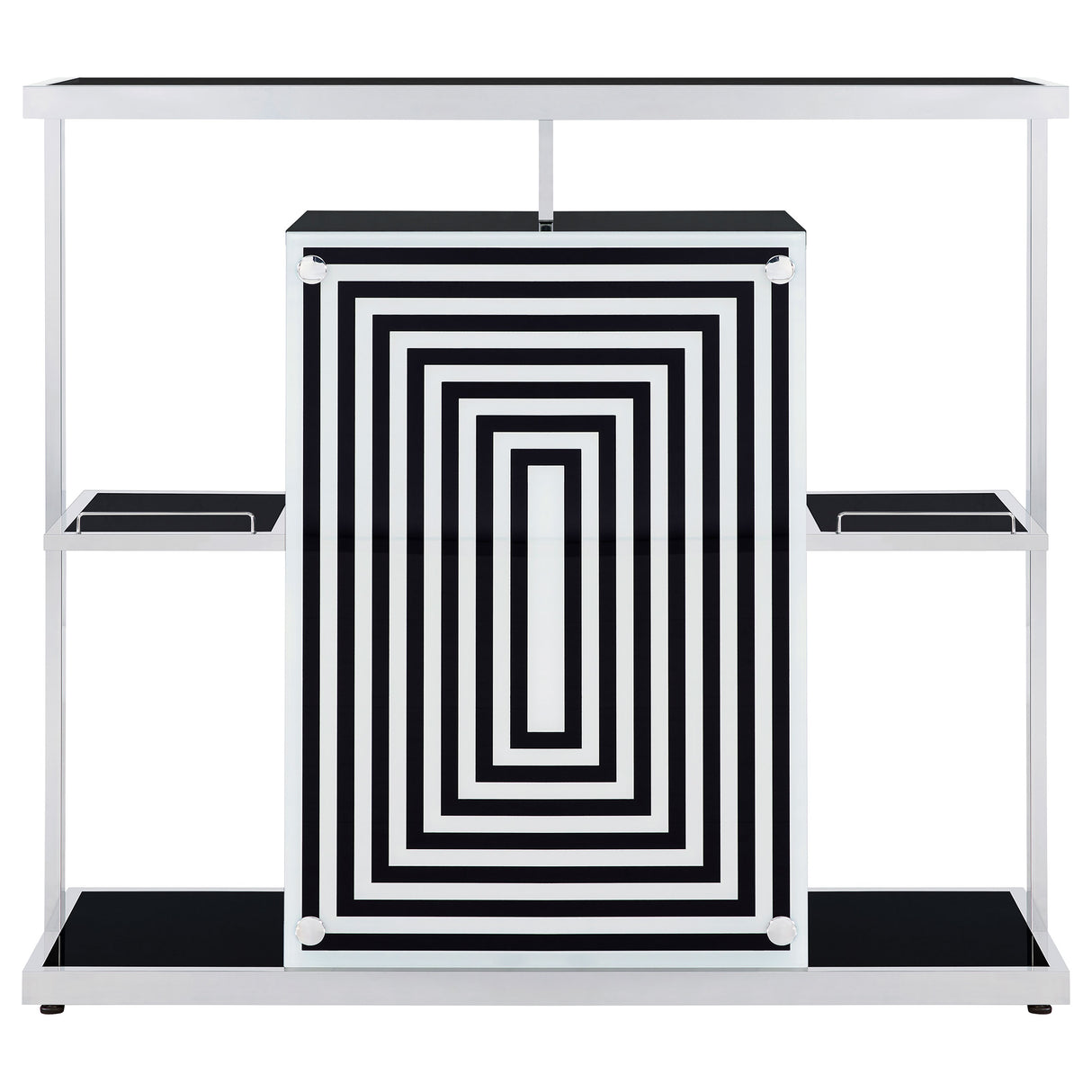 Home Bar - Zinnia 2-tier Bar Unit Glossy Black and White