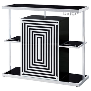 Home Bar - Zinnia 2-tier Bar Unit Glossy Black and White