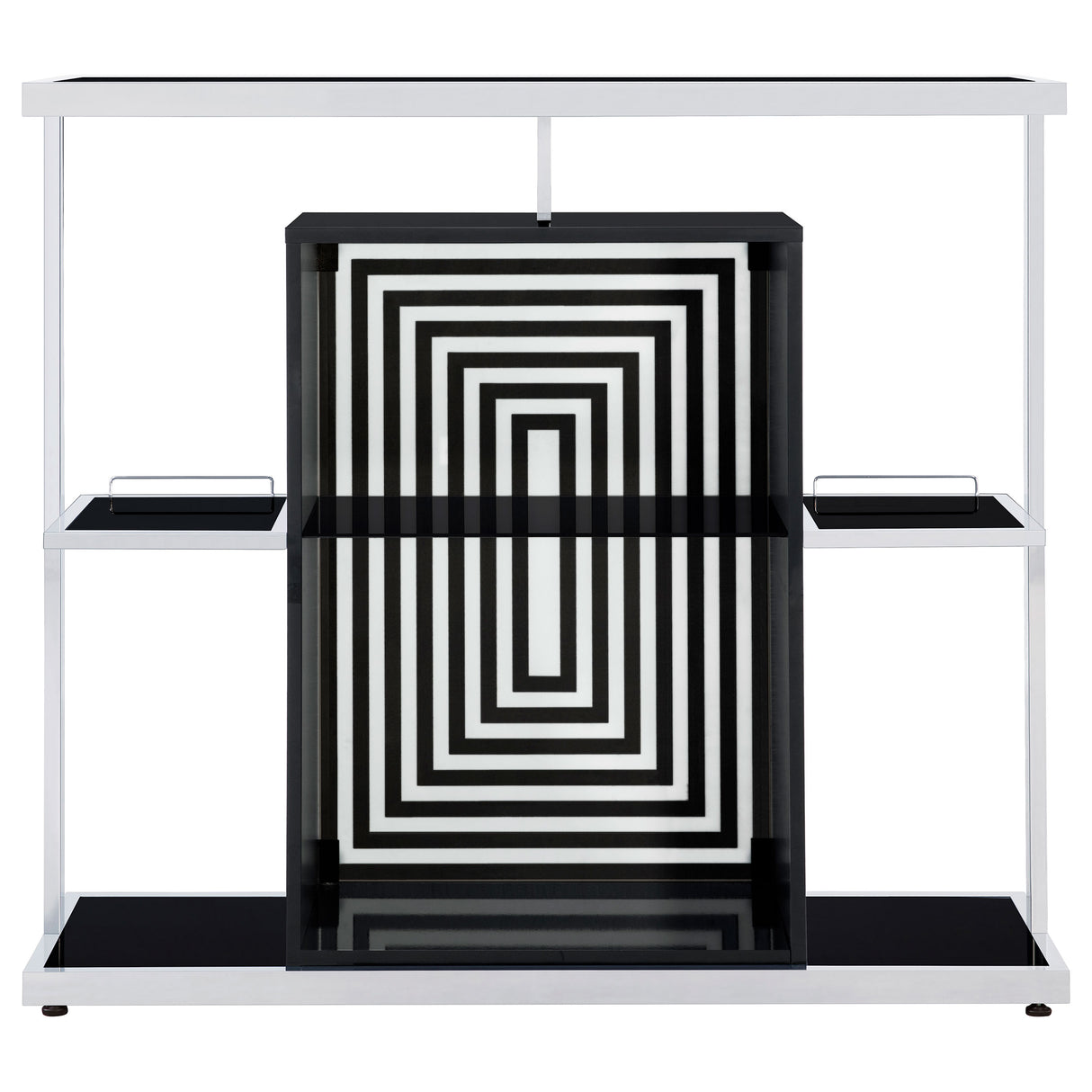 Home Bar - Zinnia 2-tier Bar Unit Glossy Black and White