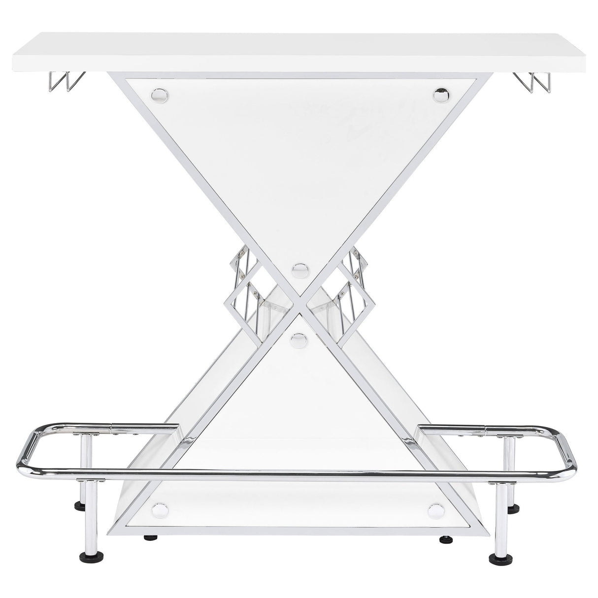 Atoka X - shaped Bar Unit with Wine Bottle Storage Glossy White | Coaster | Home Elegance USA