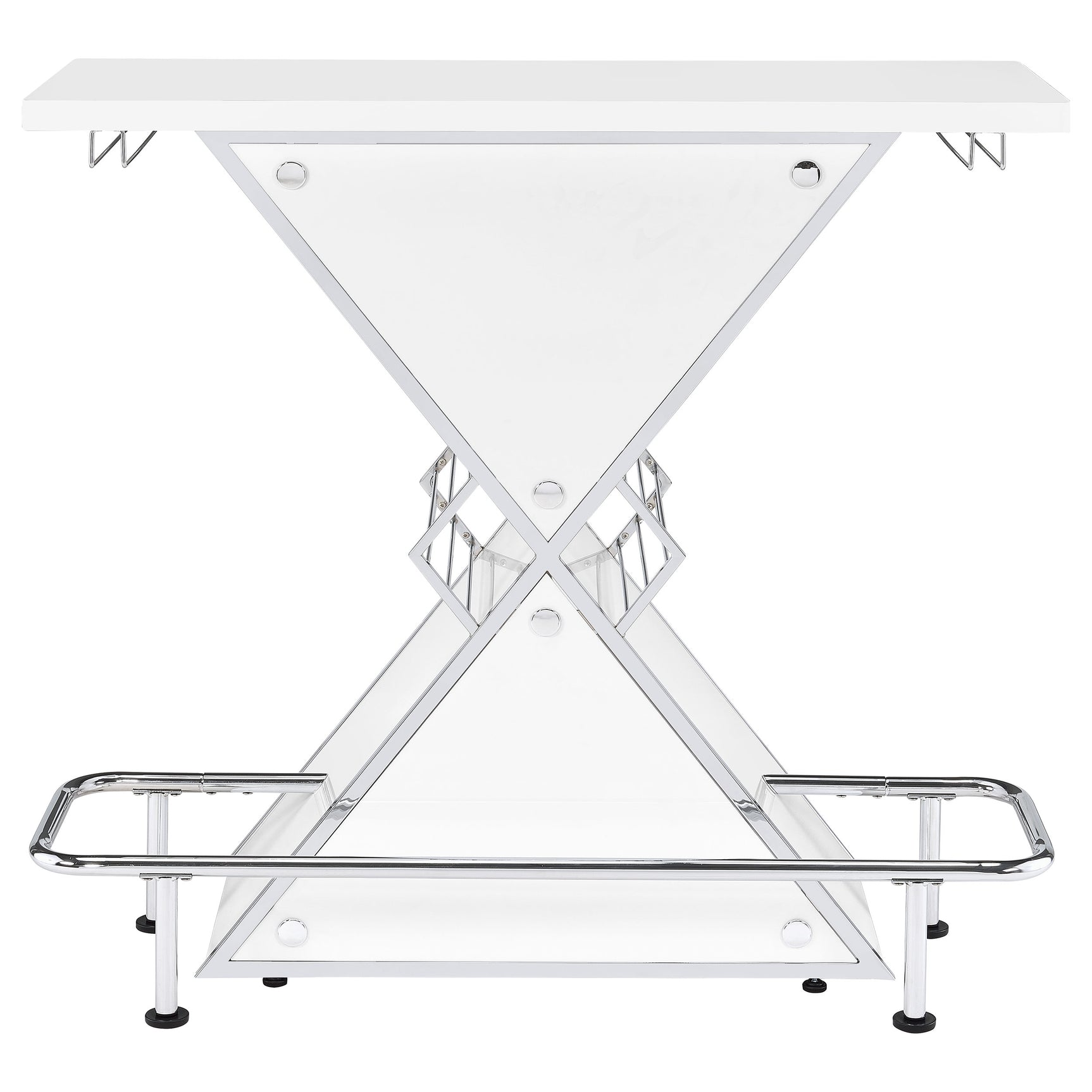 Home Bar - Atoka X-shaped Bar Unit with Wine Bottle Storage Glossy White