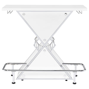 Home Bar - Atoka X-shaped Bar Unit with Wine Bottle Storage Glossy White