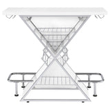 Atoka X - shaped Bar Unit with Wine Bottle Storage Glossy White | Coaster | Home Elegance USA