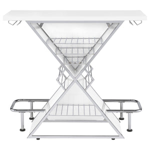 Home Bar - Atoka X-shaped Bar Unit with Wine Bottle Storage Glossy White