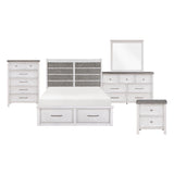 White bedroom furniture set with gray accents on a white background