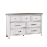 White dresser with gray top on a white background