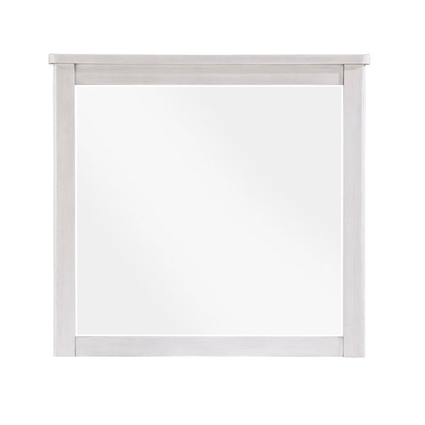 White framed mirror on a white background