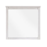 White framed mirror on a white background