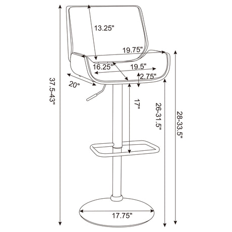 Adjustable Bar Stool - Folsom Upholstered Adjustable Bar Stool Black and Chrome