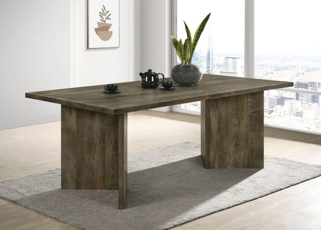 Dining Table - Tyler Rectangular Double V-Leg Dining Table Mango Brown