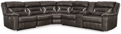 Ashley Midnight Kincord 13104S3 4 - Piece Power Reclining Sectional - Faux Leather | Home Elegance USA