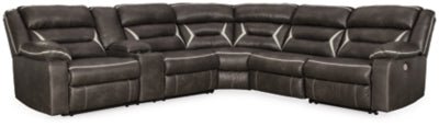 Ashley Midnight Kincord 13104S4 4 - Piece Power Reclining Sectional - Faux Leather | Home Elegance USA