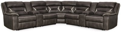 Ashley Midnight Kincord 13104S5 3 - Piece Power Reclining Sectional - Faux Leather | Home Elegance USA