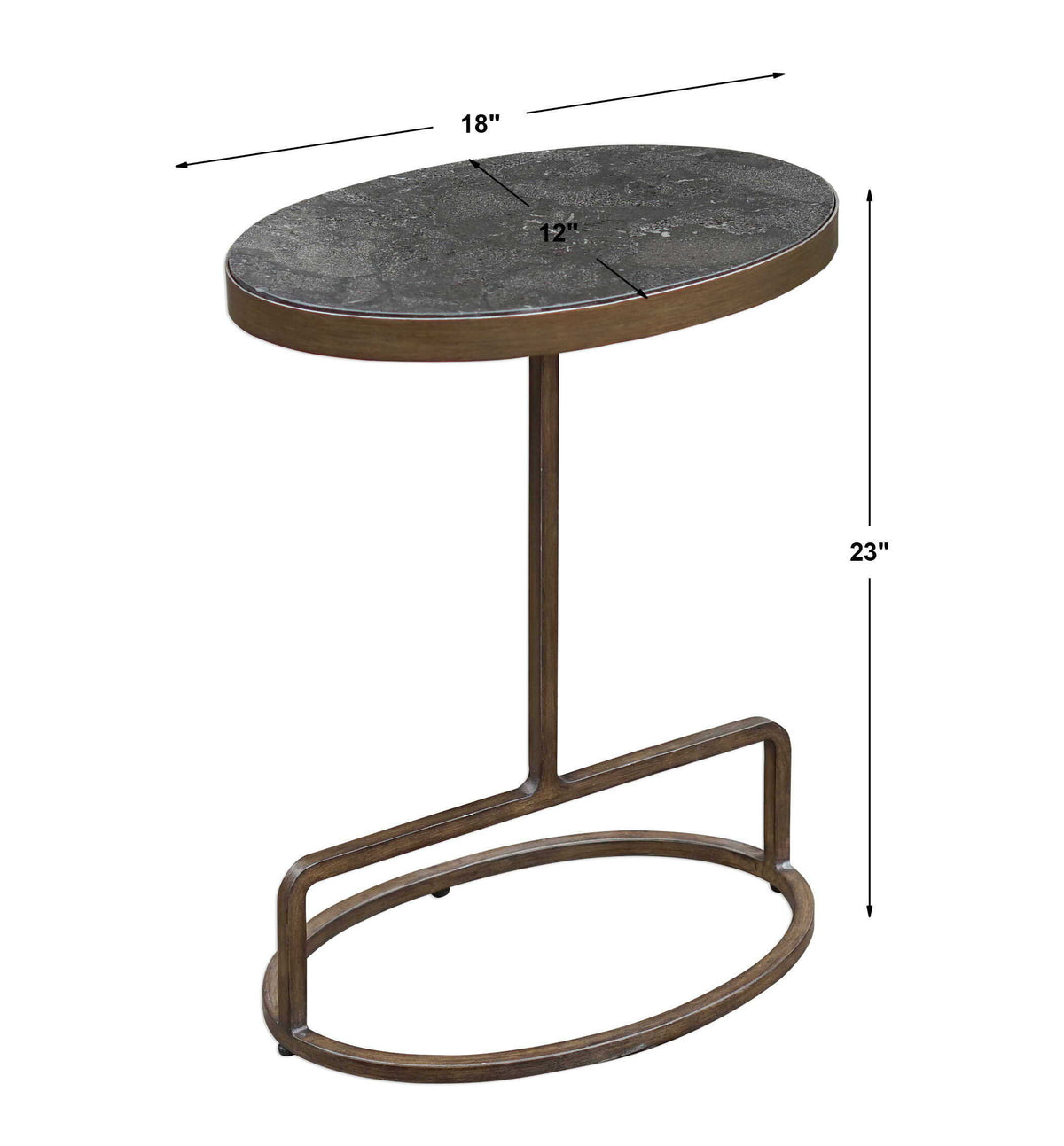 Jessenia Stone Accent Table - Dark Gray / Gold by Uttermost - View 8