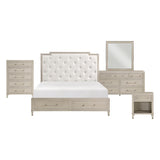 Genoa Light Oak Storage Bedroom Set with Tufted Upholstered Bed – Homelegance - Home Elegance USA