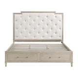 Genoa Light Oak Storage Bedroom Set with Tufted Upholstered Bed – Homelegance - Home Elegance USA
