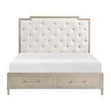 Genoa Light Oak Storage Bedroom Set with Tufted Upholstered Bed – Homelegance - Home Elegance USA
