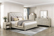 Genoa Light Oak Storage Bedroom Set with Tufted Upholstered Bed – Homelegance - sold by Home Elegance USA