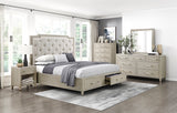 Genoa Light Oak Storage Bedroom Set with Tufted Upholstered Bed – Homelegance - Home Elegance USA