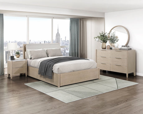 Matteo Light Oak Platform Bedroom Set with Storage & Charging Ports – Homelegance - sold by Home Elegance USA