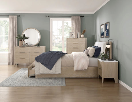 Matteo Light Oak Platform Bedroom Set with Storage & Charging Ports – Homelegance - sold by Home Elegance USA