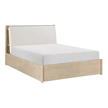 Matteo Light Oak Platform Bedroom Set with Storage & Charging Ports – Homelegance - sold by Home Elegance USA