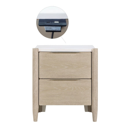 Matteo Light Oak Platform Bedroom Set with Storage & Charging Ports – Homelegance - sold by Home Elegance USA
