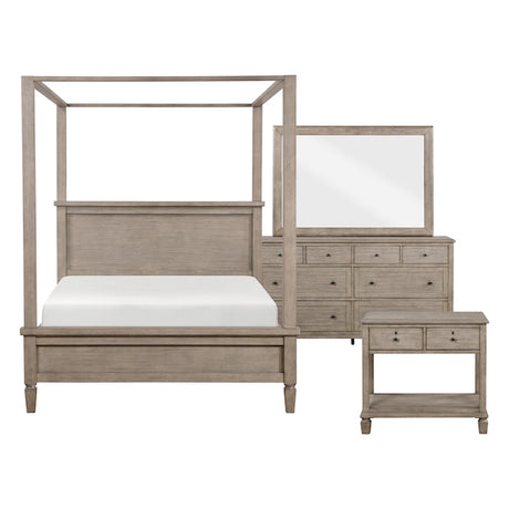 Marceline Gray Oak Canopy Bed Bedroom Furniture Set – Homelegance - sold by Home Elegance USA