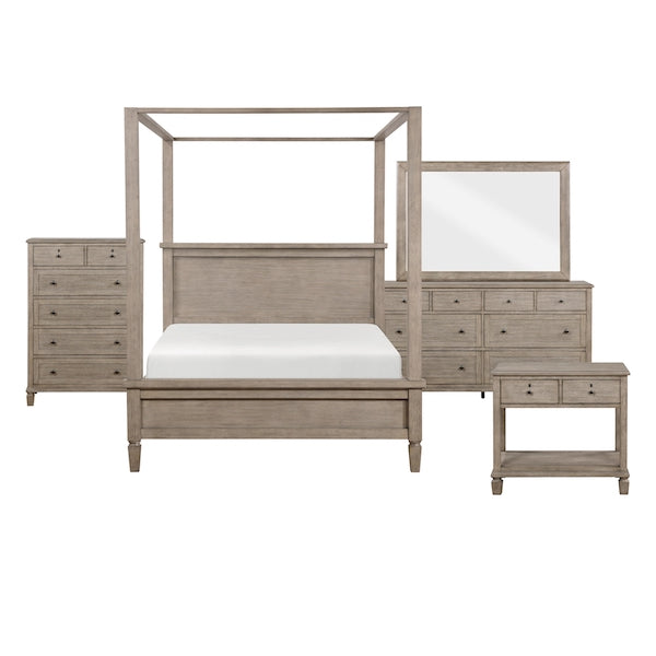 Marceline Gray Oak Canopy Bed Bedroom Furniture Set – Homelegance - Home Elegance USA