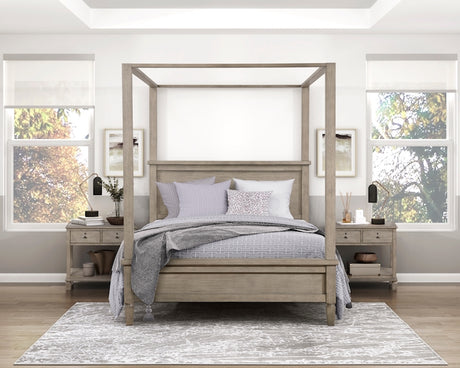 Marceline Gray Oak Canopy Bed Bedroom Furniture Set – Homelegance - sold by Home Elegance USA