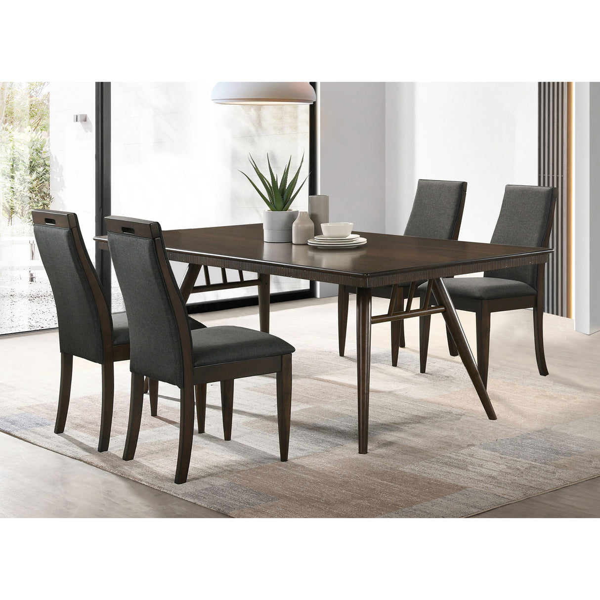 Paloma Grey and Dark Walnut 5-piece Rectangular Dining Set