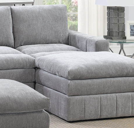Contemporary 5pc Set Modular Sectional Set 2x One Arm Chair / Wedge 1x Armless Chair 2x Ottoman Granite Color Morgan Fabric Plush Living Room Furniture - sold by Home Elegance USA