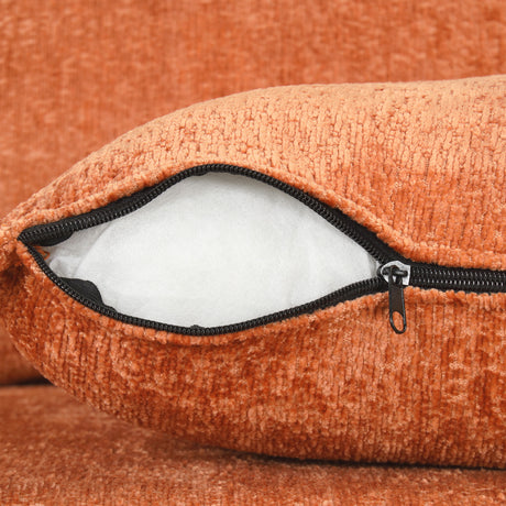 Convertible L-shaped Sofa Bed with Storage Ottoman, Power Sockets & USB Ports, Orange Chenille, 82.67' - sold by Home Elegance USA