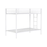 Twin Over Twin Steel Bunk Bed with Ladder, White