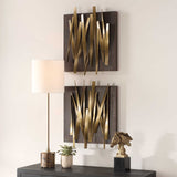 Crosshatch Metal Wall Decor (Set of 2) - Dark Brown / Bronze by Uttermost - View 3