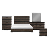 Acworth two-tone brownish gray and black bedroom set with LED headboard and matte black hardware