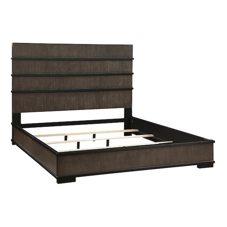Brown wooden bed frame on a white background
