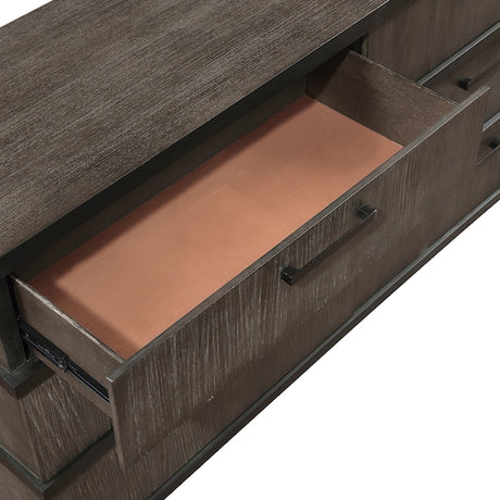 Wooden drawer with a brown interior on a white background