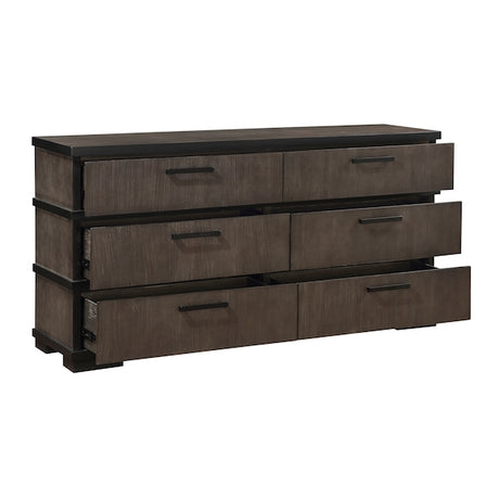 Wooden dresser with four drawers on a white background
