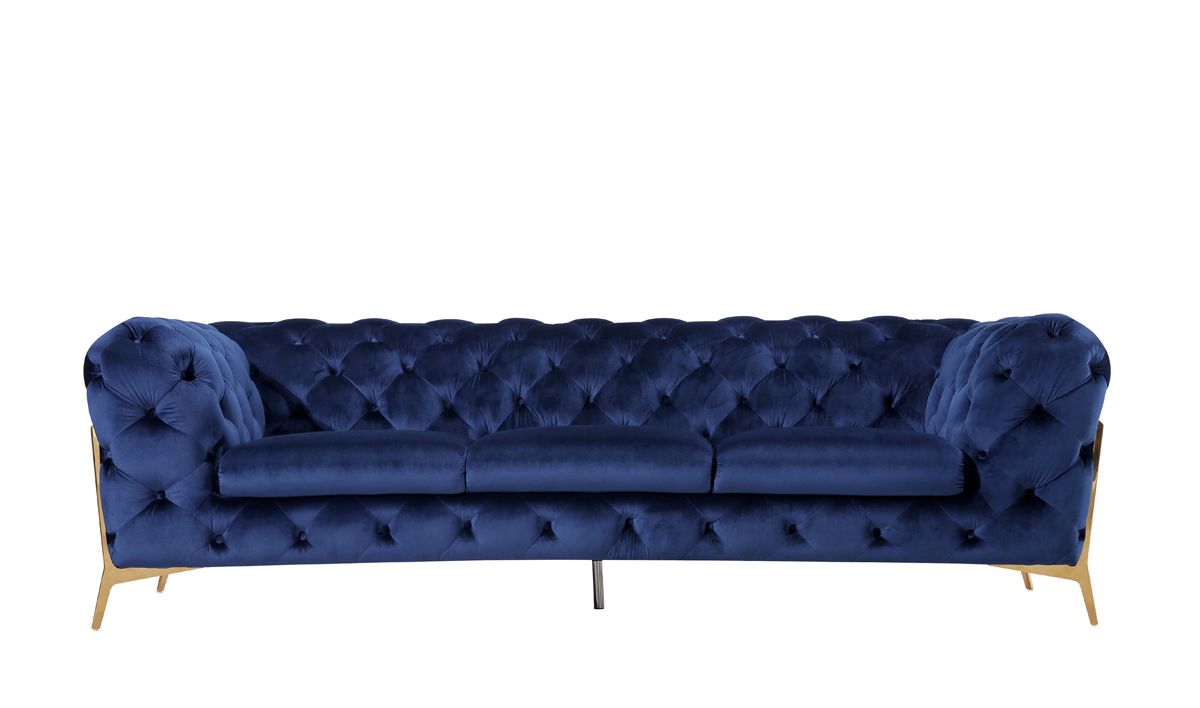 Divani Casa Sheila Modern Dark Blue Fabric Sofa Set - Home Elegance USA