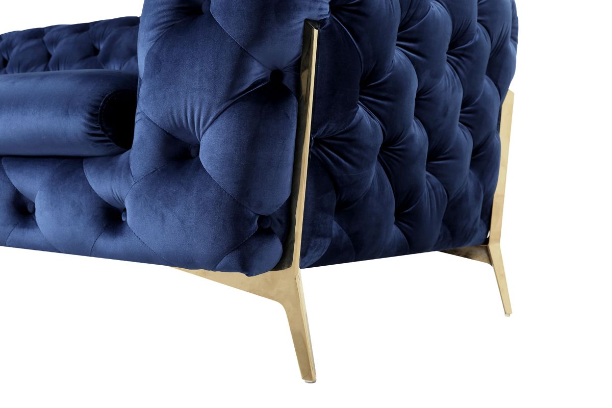 Divani Casa Sheila Modern Dark Blue Fabric Sofa Set - Home Elegance USA