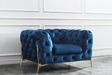 Divani Casa Sheila Modern Dark Blue Fabric Sofa Set - Home Elegance USA