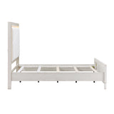 White bed frame with headboard on a white background